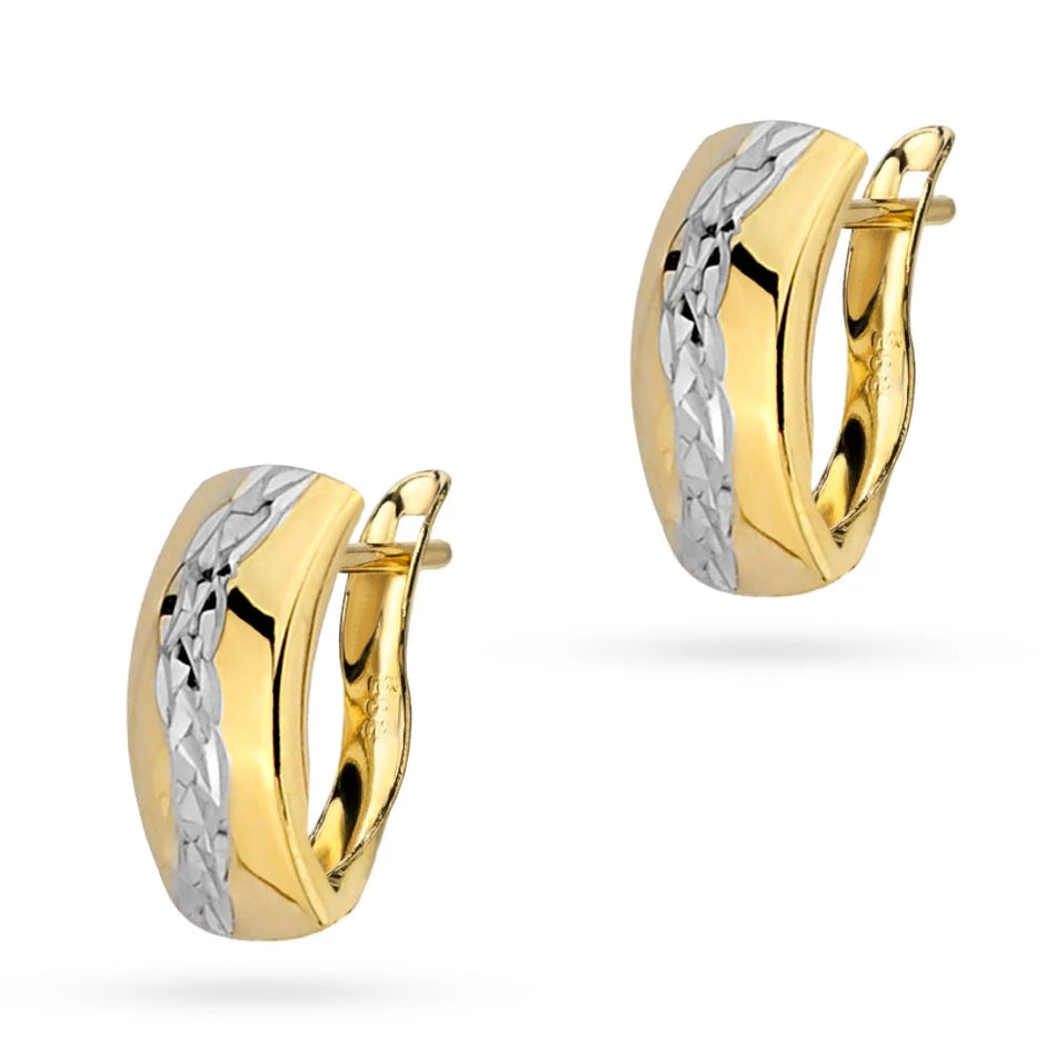 Dvoubarevné zlaté náušnice s Anglickým zapínáním