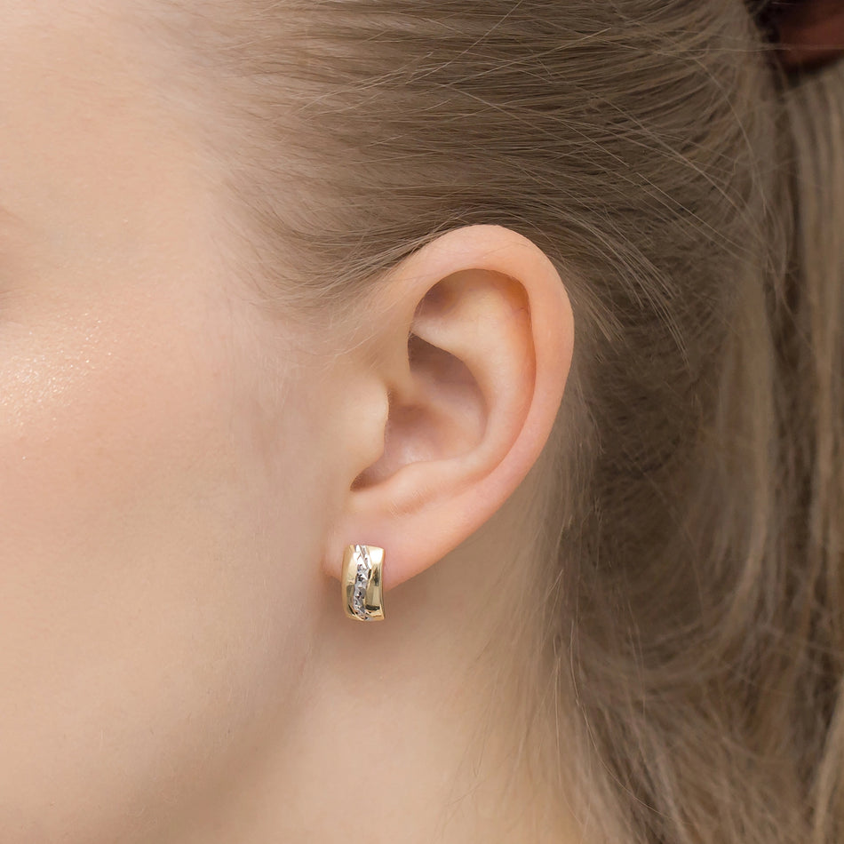 Dvoubarevné zlaté náušnice s Anglickým zapínáním