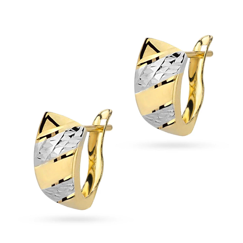 Dvoubarevné zlaté náušnice s Anglickým zapínáním