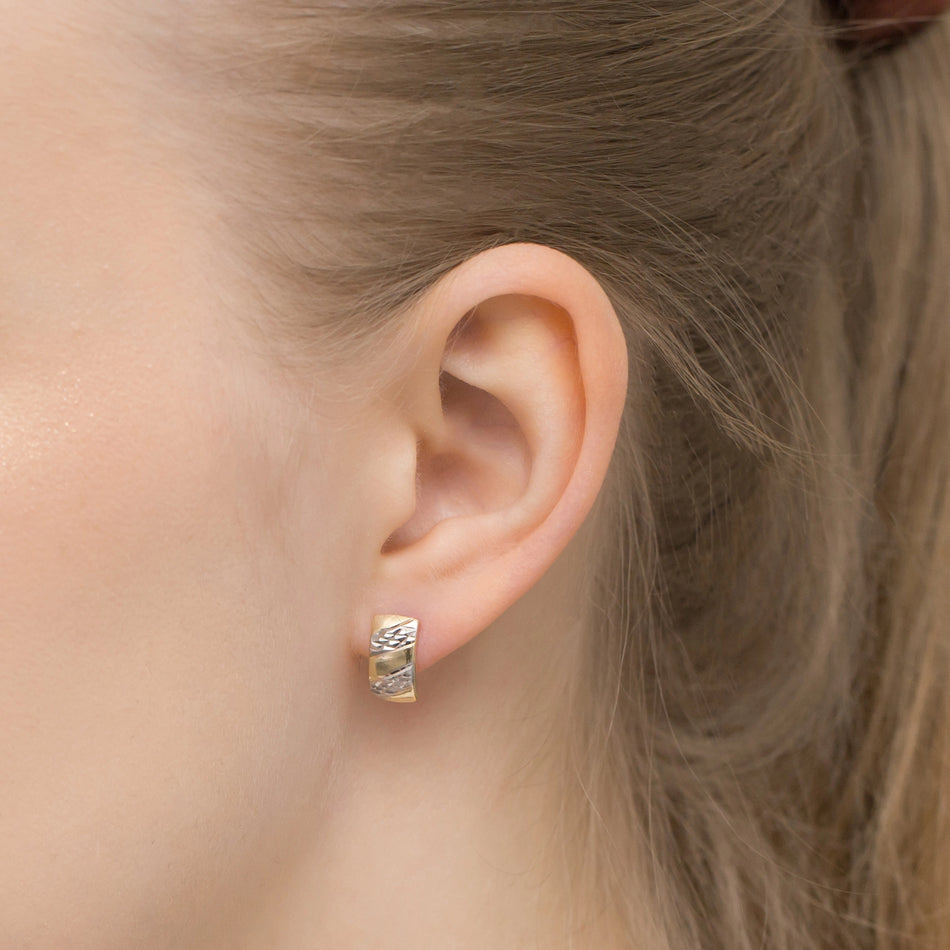 Dvoubarevné zlaté náušnice s Anglickým zapínáním