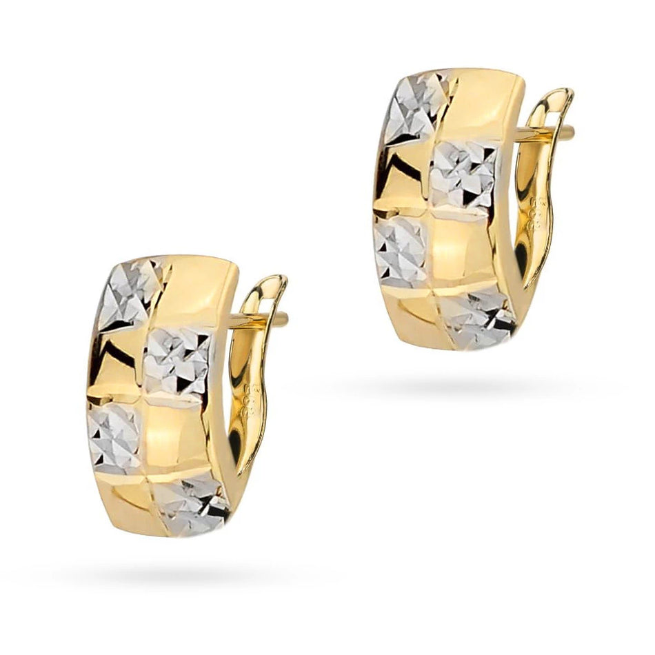 Dvoubarevné zlaté náušnice s Anglickým zapínáním