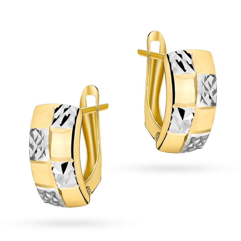 Dvoubarevné zlaté náušnice s Anglickým zapínáním