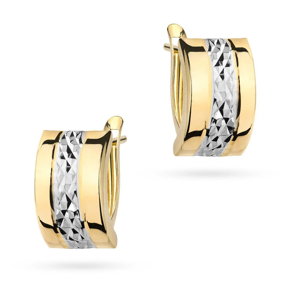 Dvoubarevné zlaté náušnice s Anglickým zapínáním