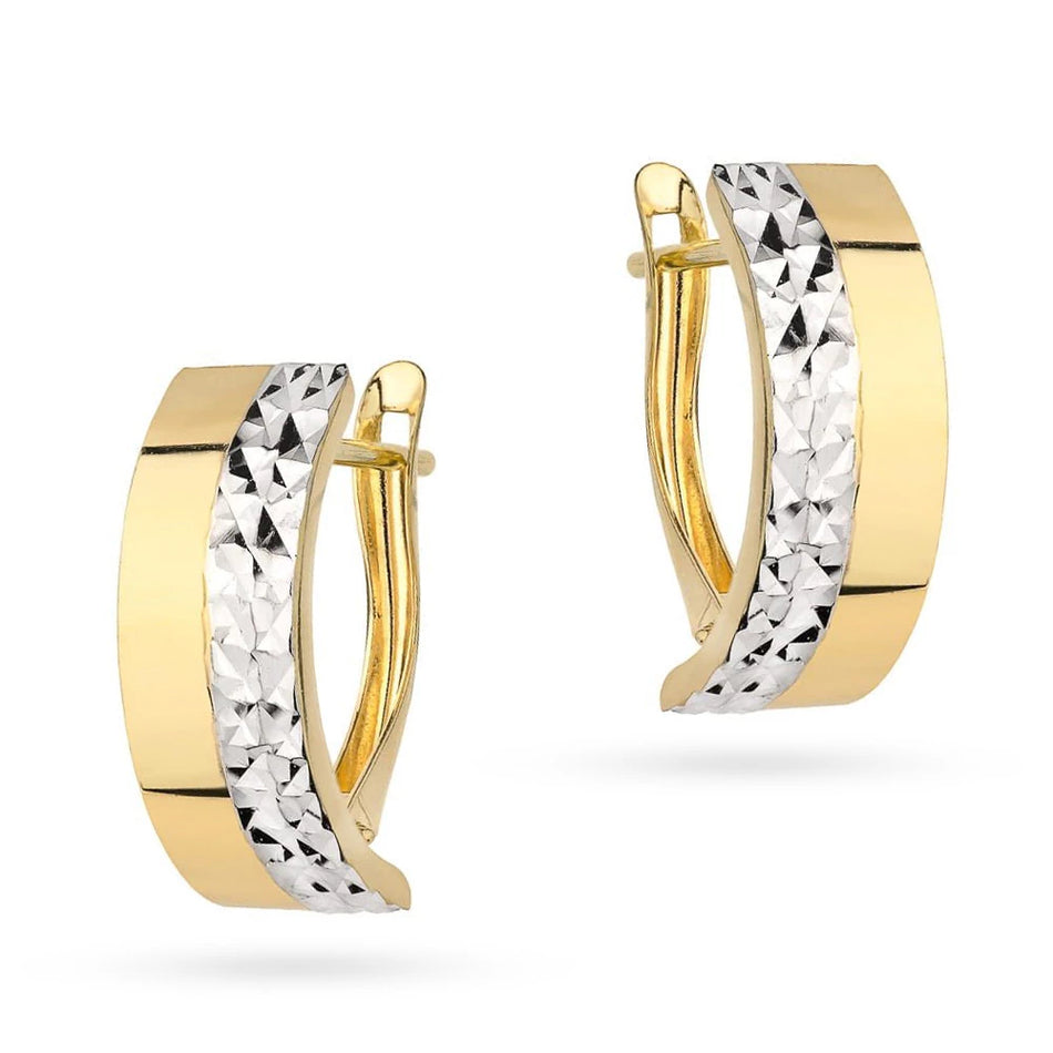 Dvoubarevné zlaté náušnice s Anglickým zapínáním