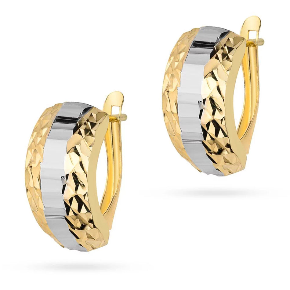 Dvoubarevné zlaté náušnice s Anglickým zapínáním