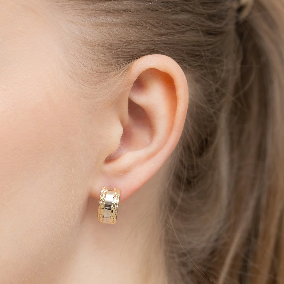 Dvoubarevné zlaté náušnice s Anglickým zapínáním