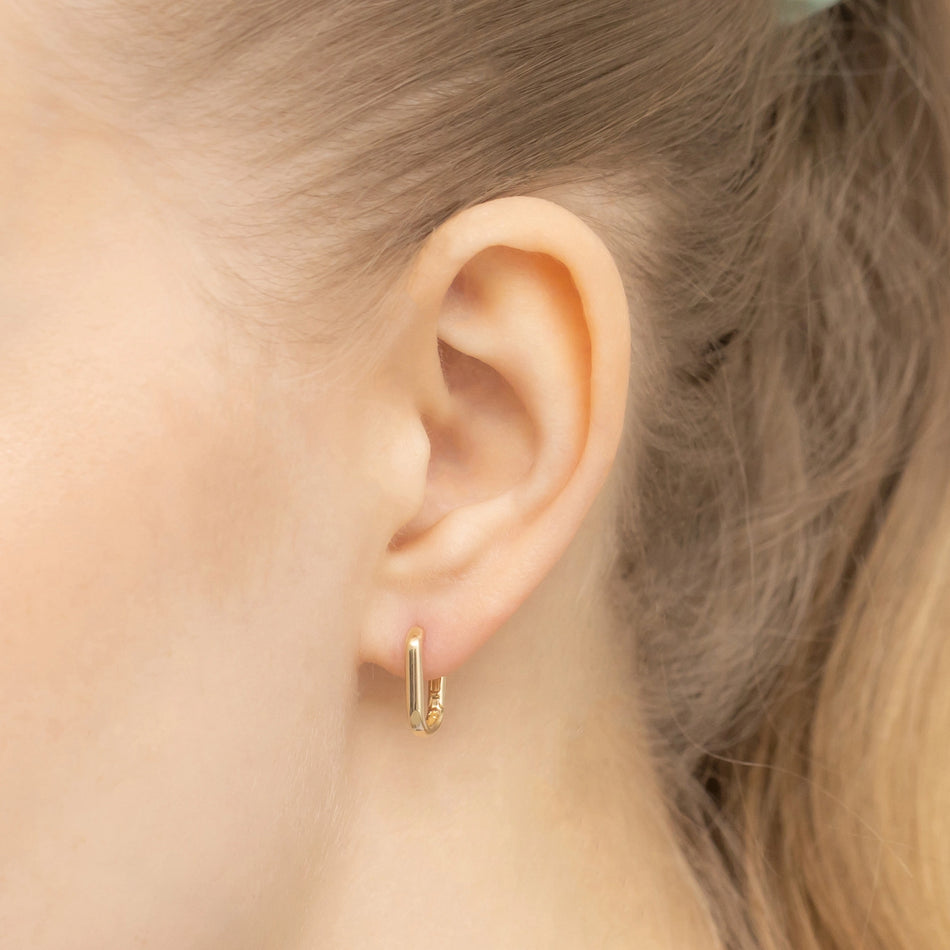 Zlaté kruhové zasouvací náušnice oválné