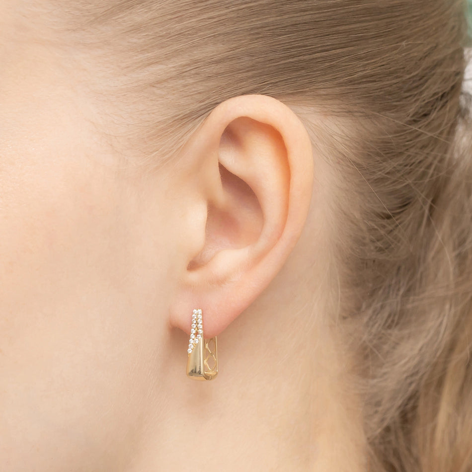 Goldohrringe mit Englischverschluss mit Zirkonia