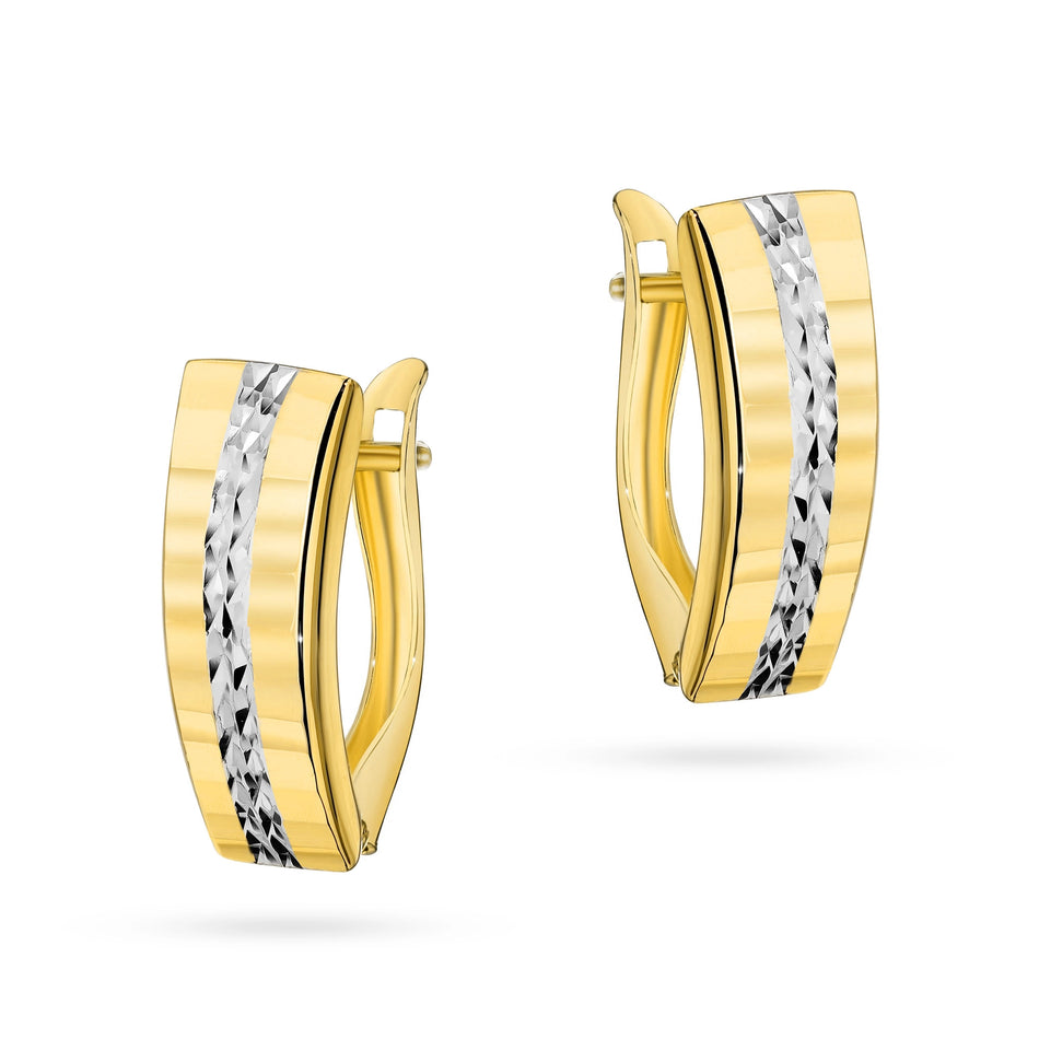 Dvoubarevné zlaté náušnice s Anglickým zapínáním