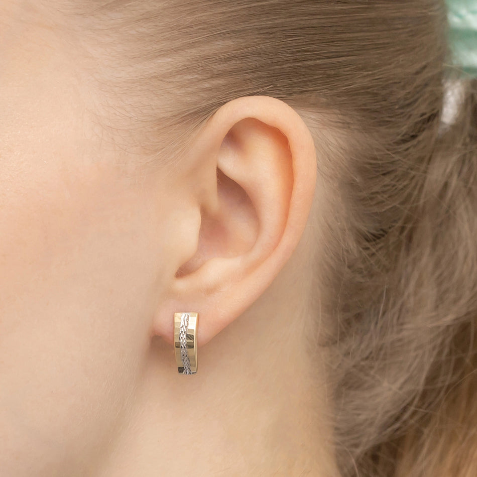 Dvoubarevné zlaté náušnice s Anglickým zapínáním