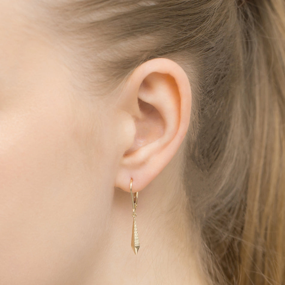 Gold Earrings with English Clasp Icicles