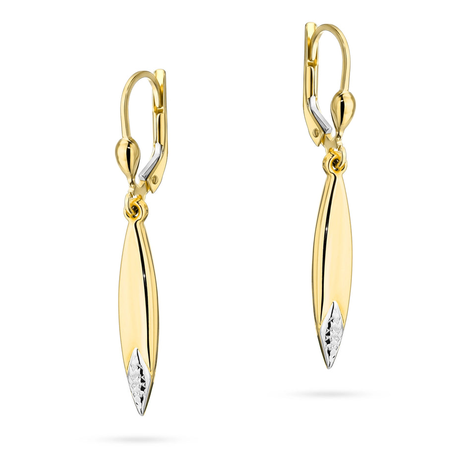Two-color Gold Earrings with English Clasp Icicles Teardrops