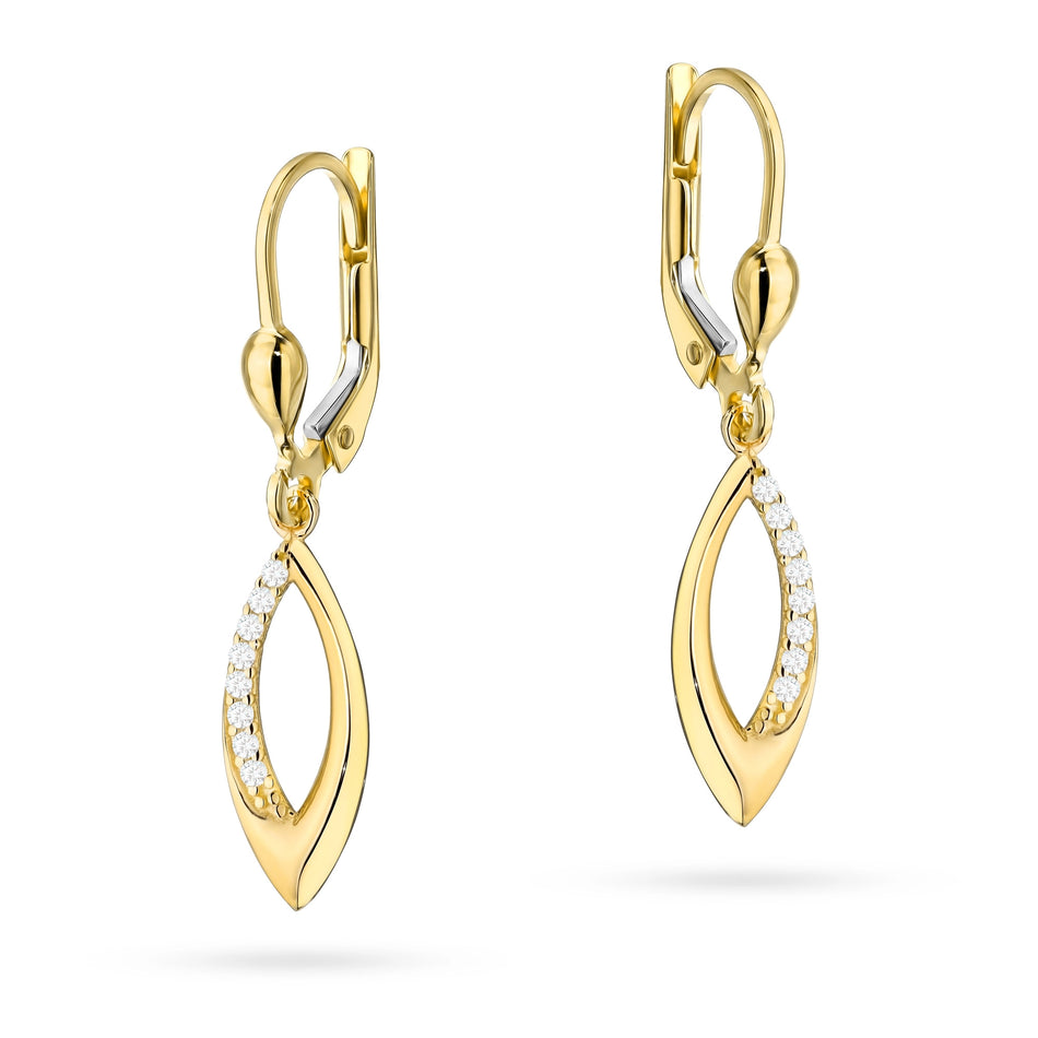Gold Earrings with Zirconia Teardrops