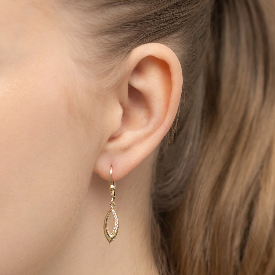 Gold Earrings with Zirconia Teardrops