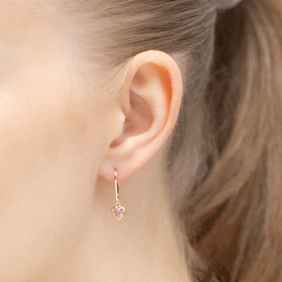 Goldohrringe mit Zirkonia Herz