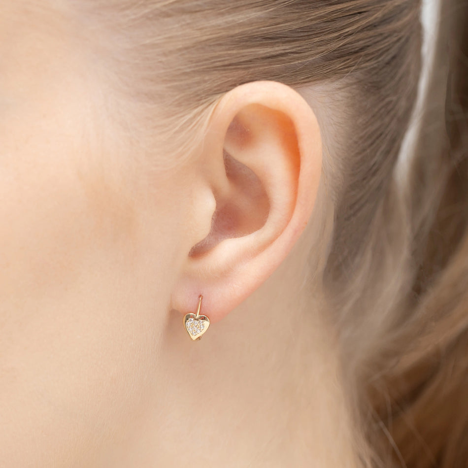 Goldohrringe mit Zirkonia Herz