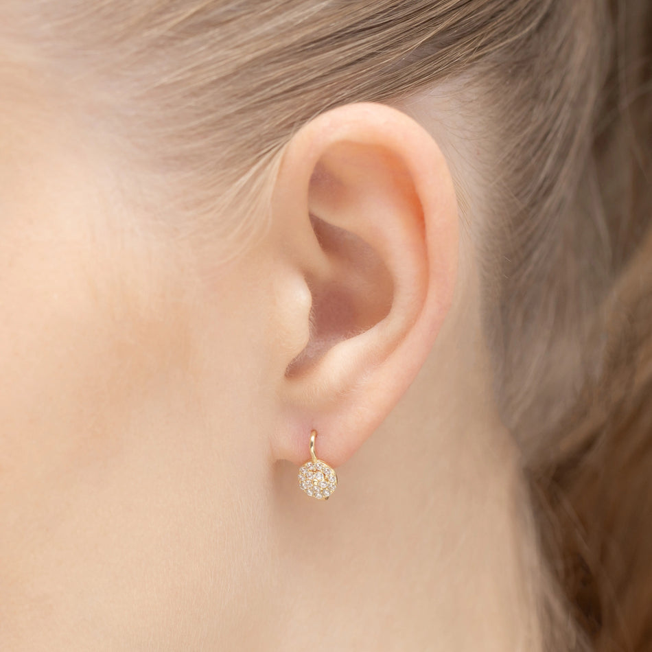 Gold Earrings with Zirconia Circles