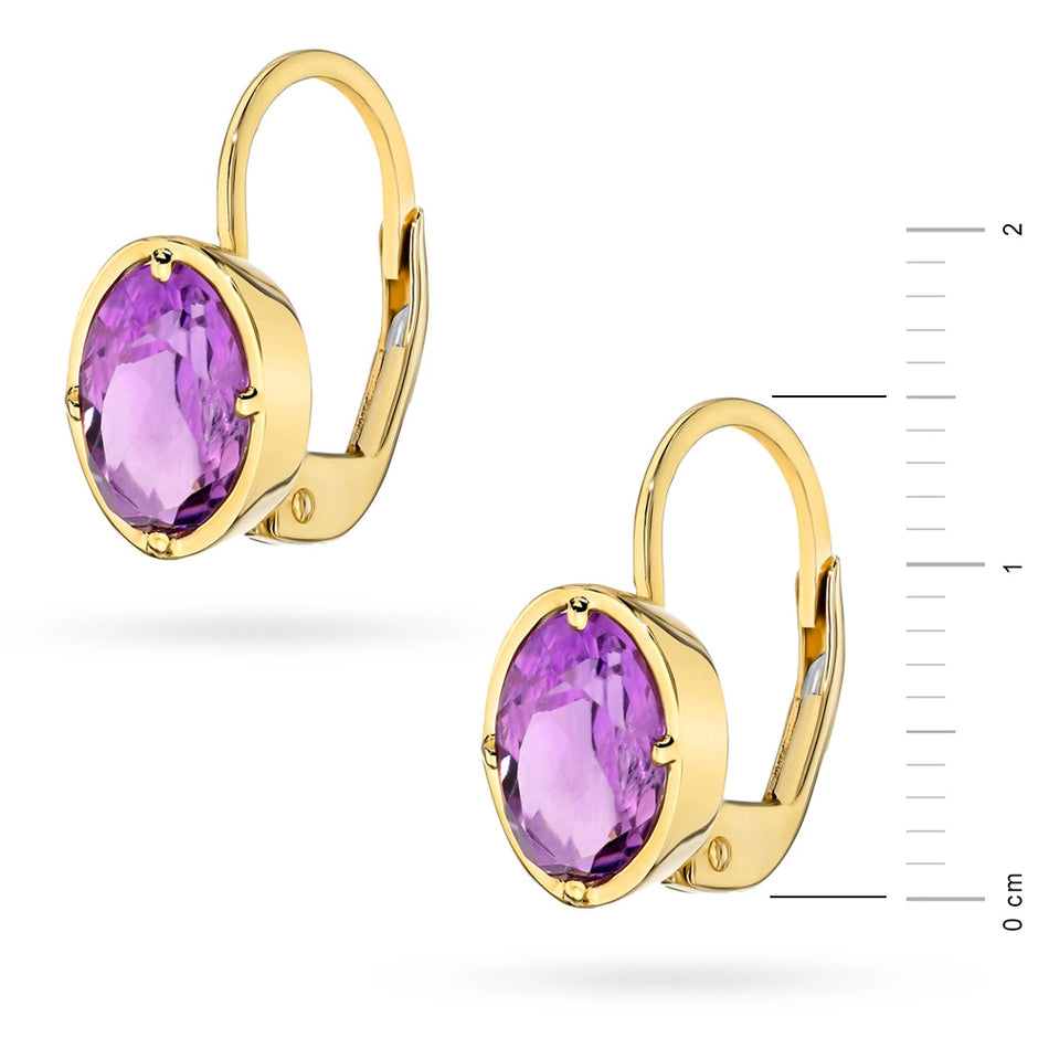 Gold Earrings with Amethyst