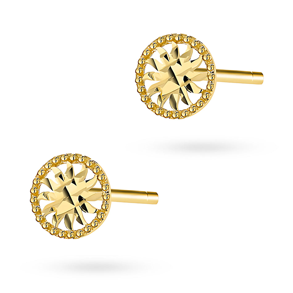 Gold Stud Earrings Sun