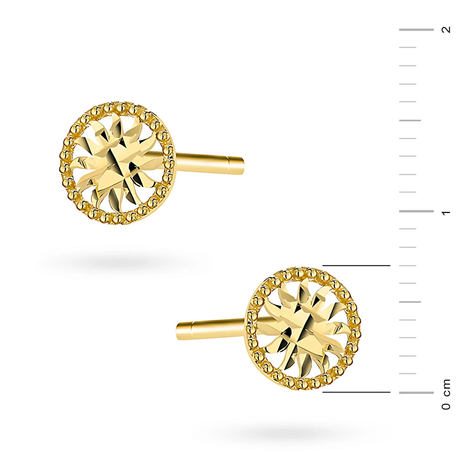 Gold Stud Earrings Sun