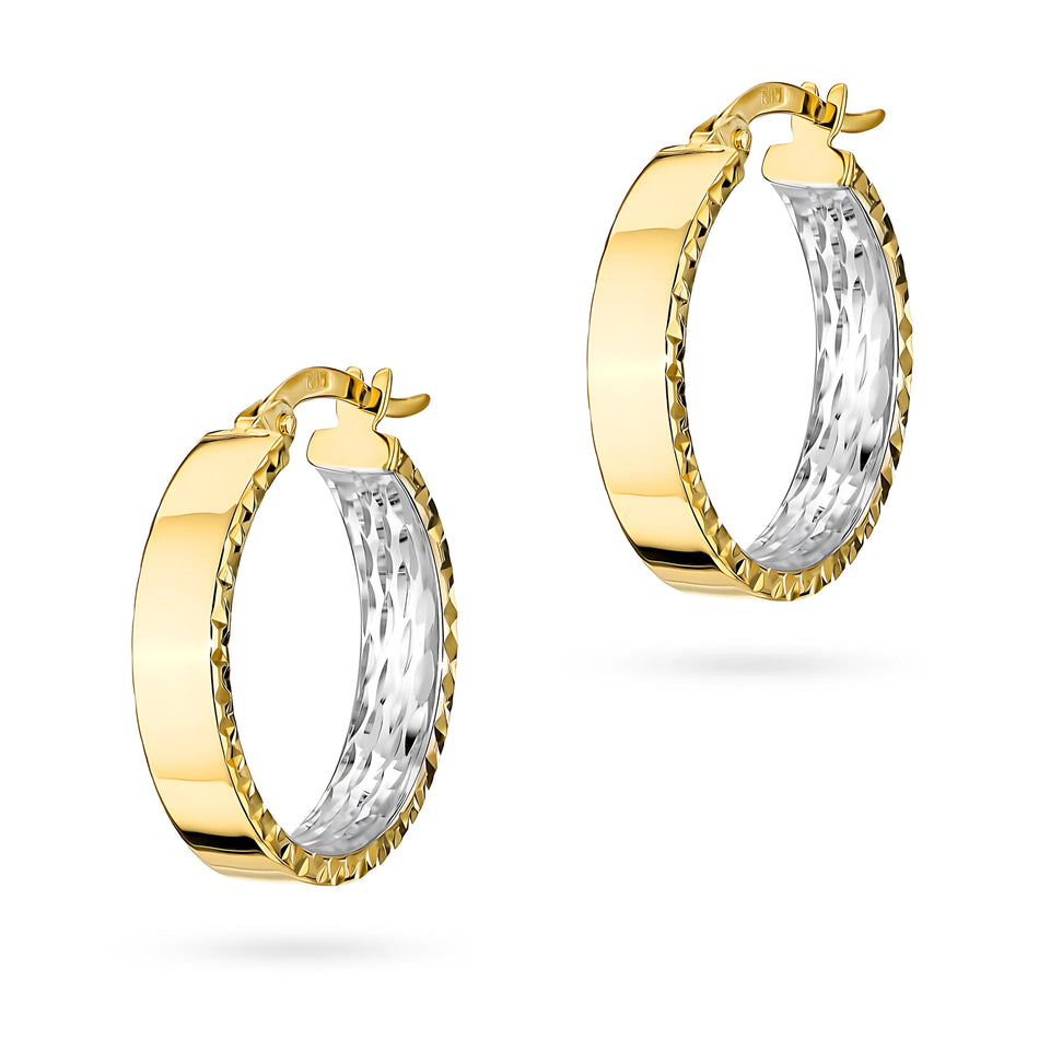 Dvoubarevné zlaté náušnice s Anglickým zapínáním