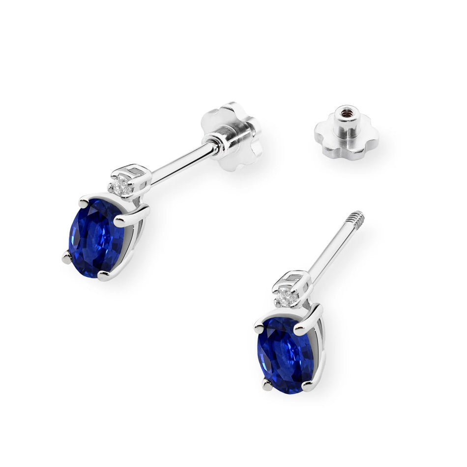 Gold Earrings with 0.70ct Sapphire and 0.029ct Diamonds
