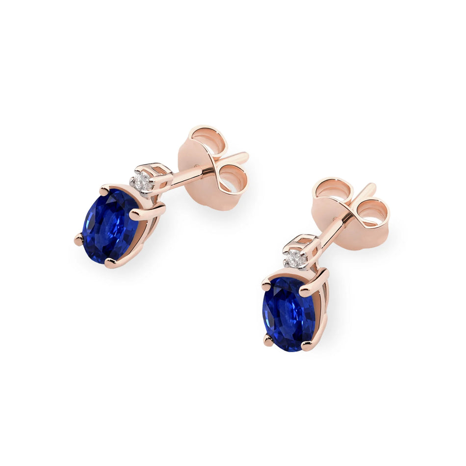 Gold Earrings with 0.70ct Sapphires and 0.029ct Diamonds