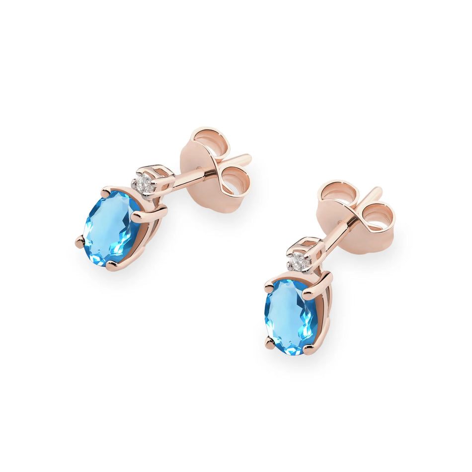 Zlaté náušnice s topazy 0,50 ct a diamanty 0,029 ct