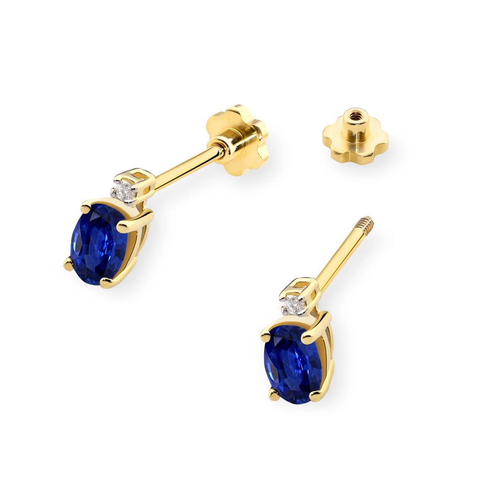 Gold Earrings with 0.70ct Sapphire and 0.029ct Diamonds