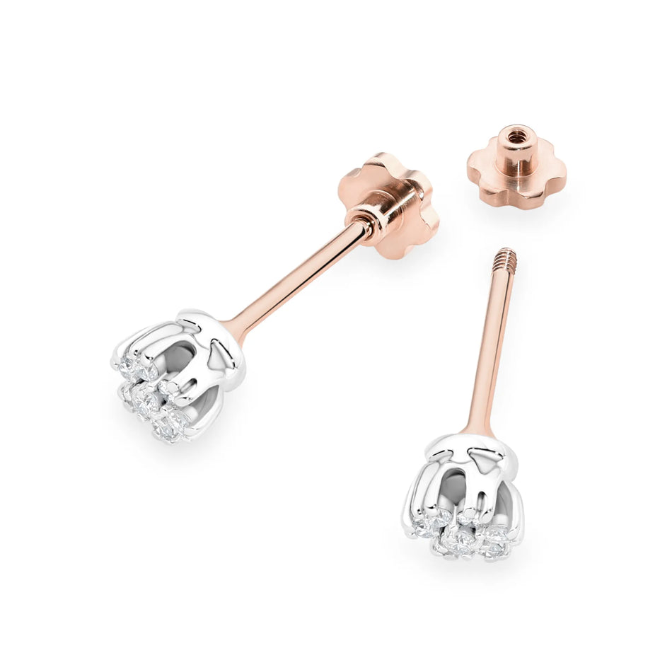 Zlaté náušnice s diamantmi 0,20 ct v tvare kvetov