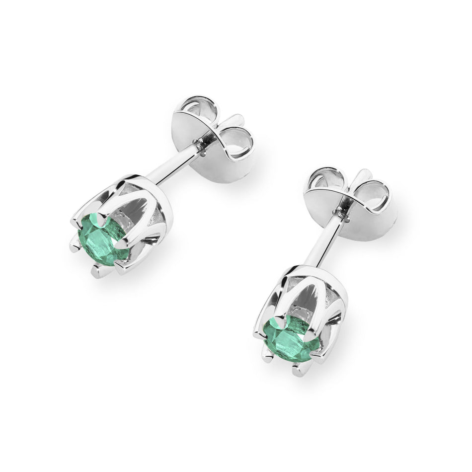 Zlaté náušnice s 0,15 ct smaragdmi