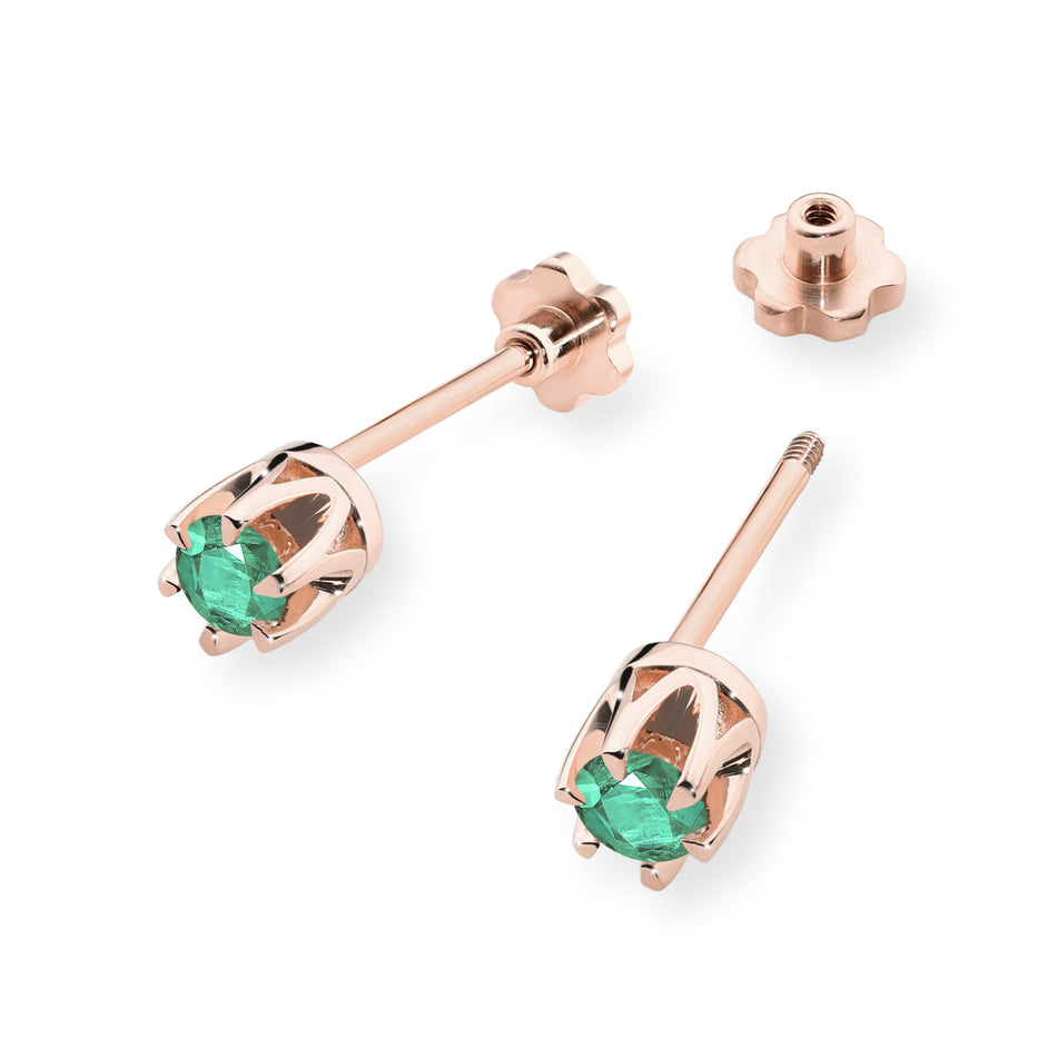 Zlaté náušnice se smaragdy 0,15 ct