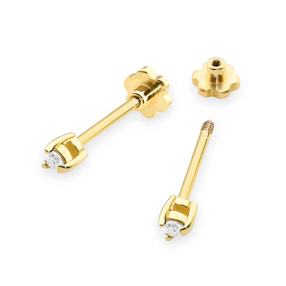 Zlaté náušnice s diamantmi 0,04 ct