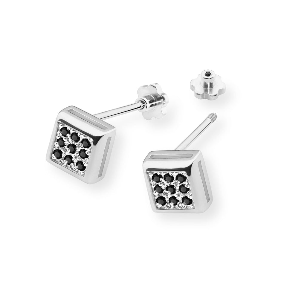 Zlaté náušnice s 0,09ct černými diamanty