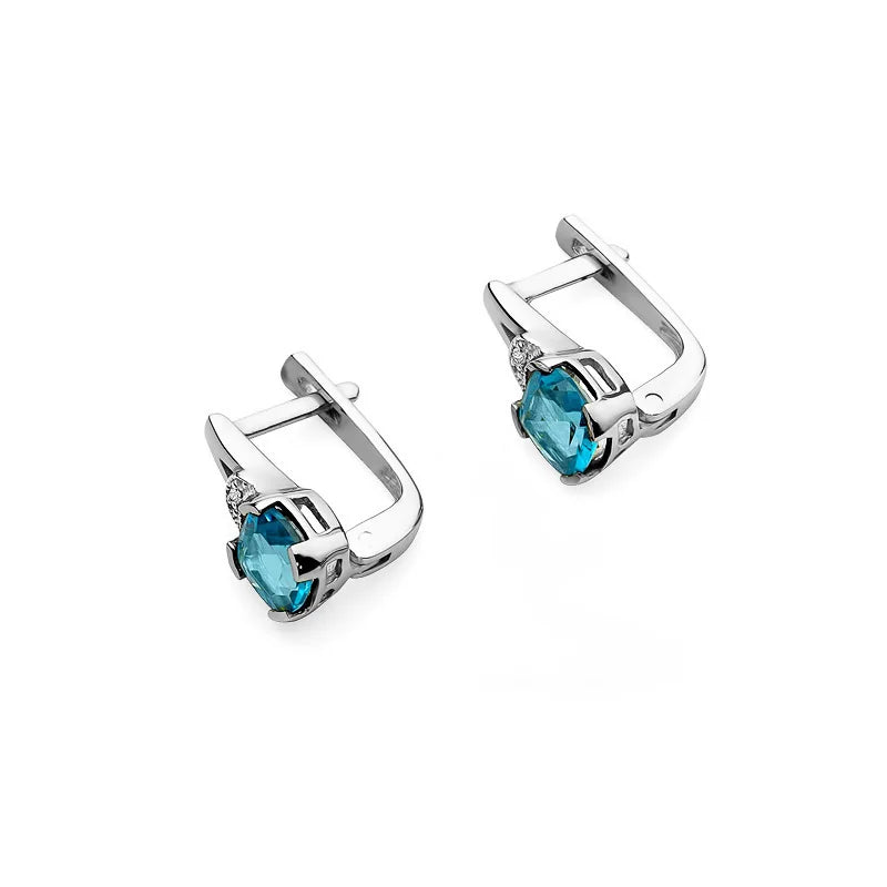 Zlaté náušnice s topazy 1,10 ct a diamanty 0,01 ct