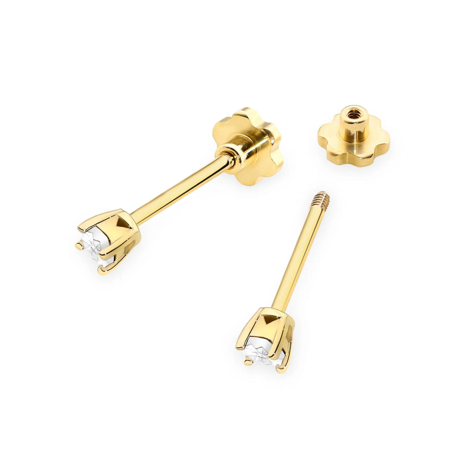 Zlaté náušnice s diamantmi 0,01 ct
