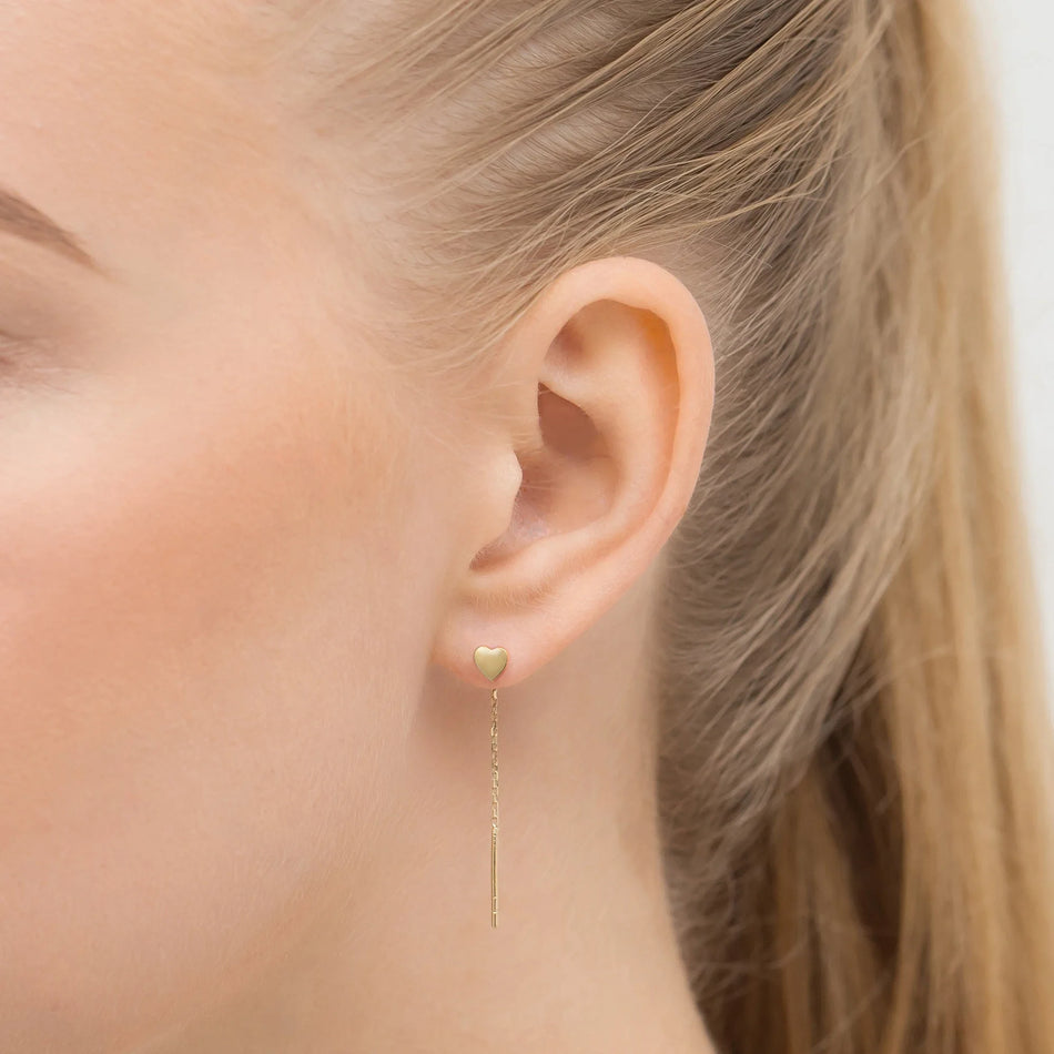 Gold Pull-Through Earrings Hearts