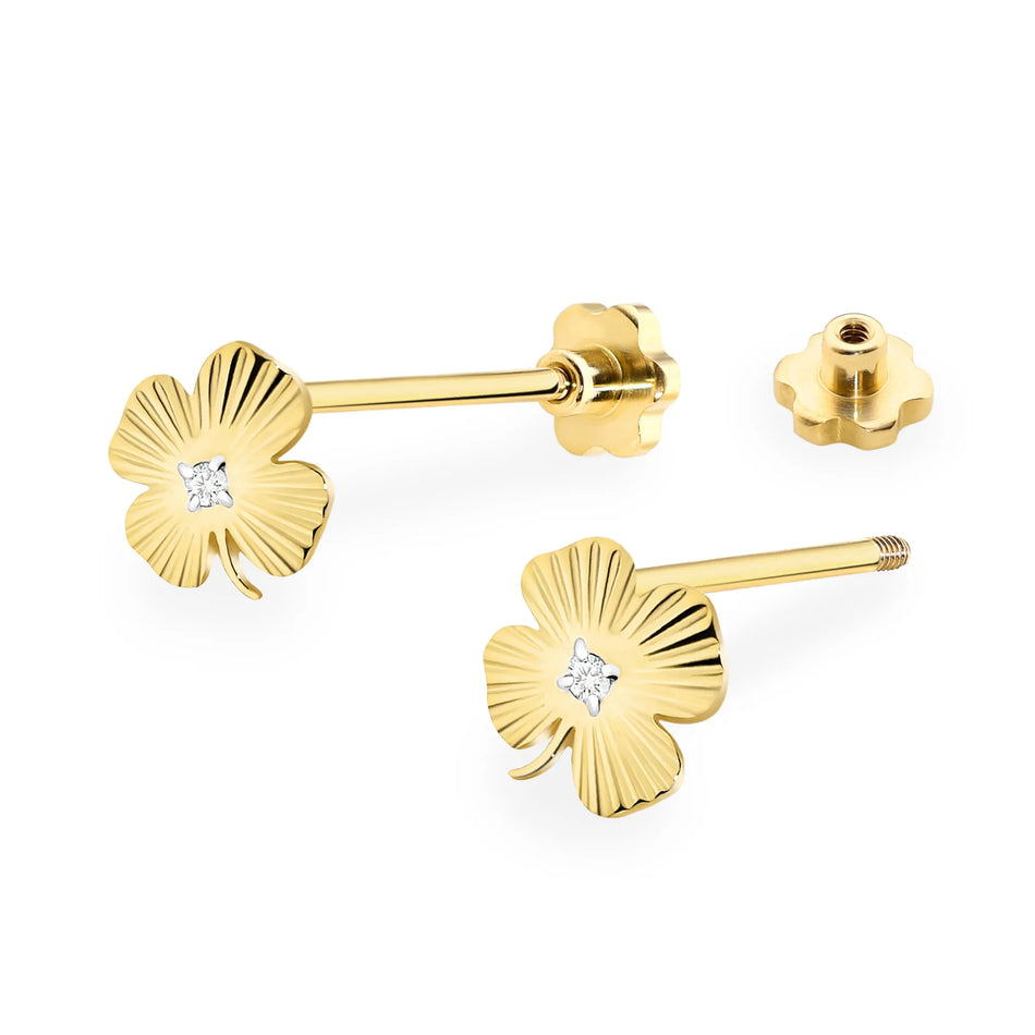 Zlaté náušnice s diamantmi 0,01 ct