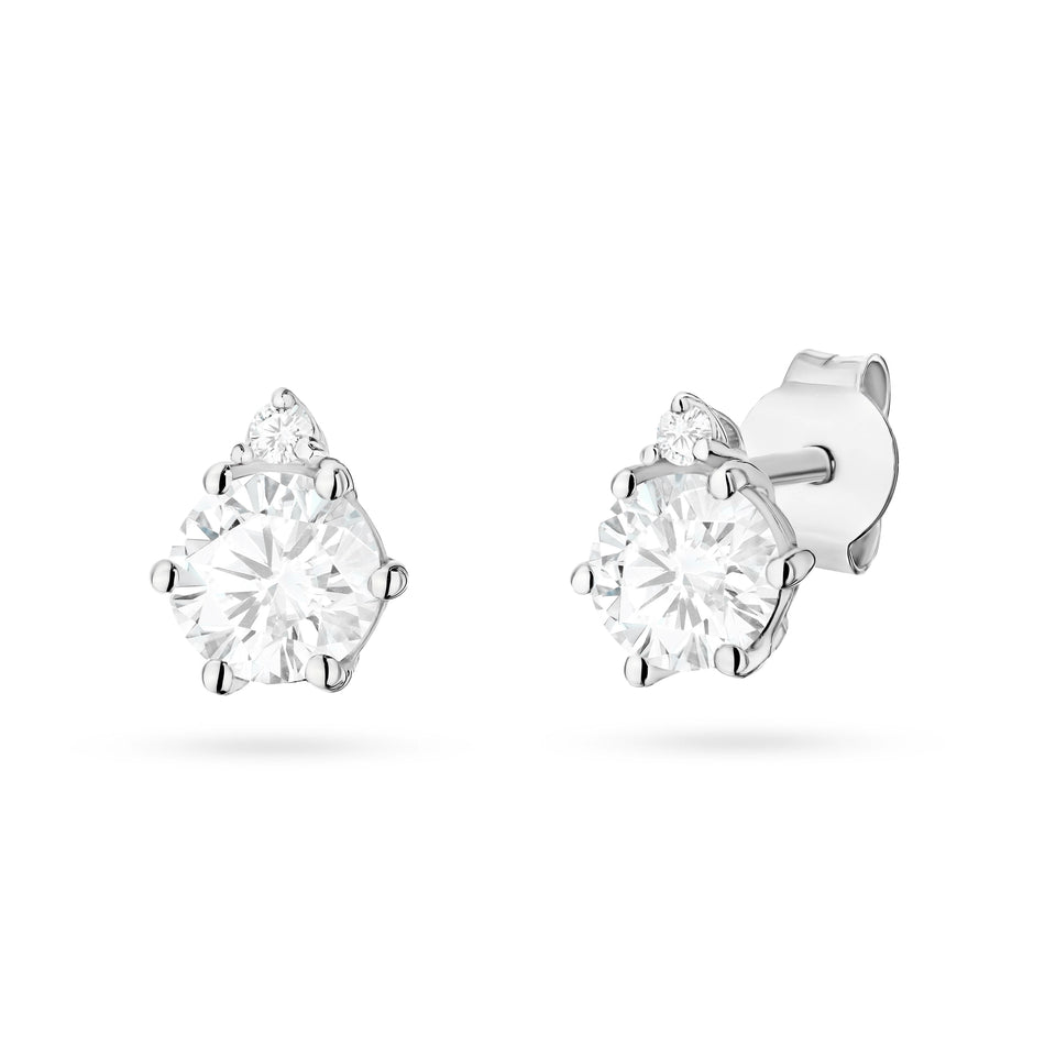Gold Earrings with 0.50ct and 0.029ct Lab-diamonds