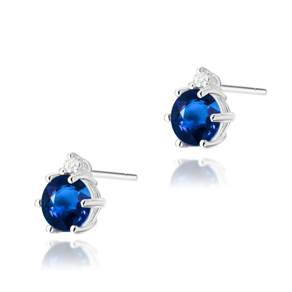 Gold Earrings with 0.50ct Sapphires and 0.029ct Diamonds