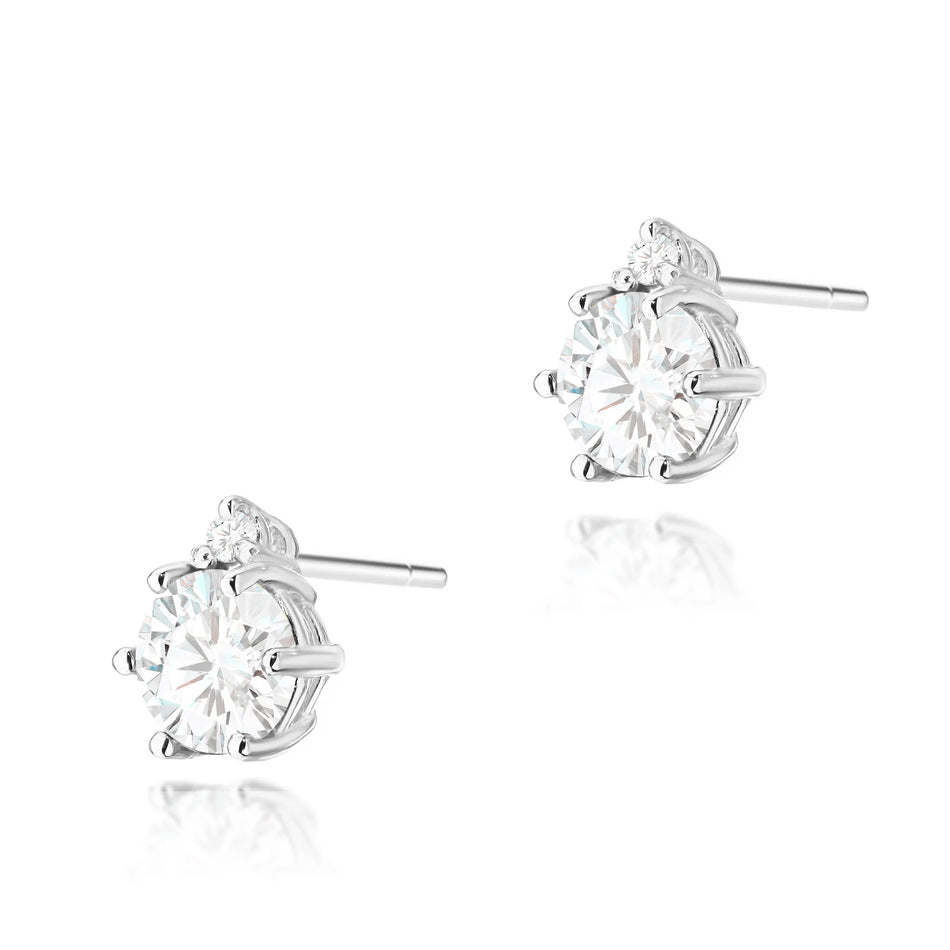 Zlaté náušnice s 0,60 ct bielymi zafírmi a 0,029 ct diamantmi