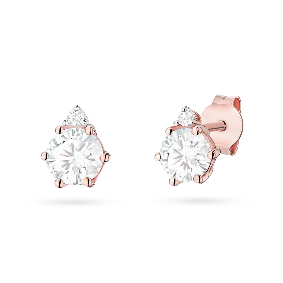 Gold Earrings with 0.50ct and 0.029ct Lab-diamonds
