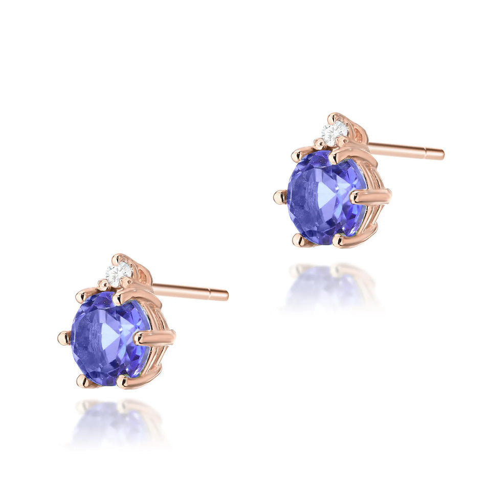 Gold Earrings with 0.50ct Tansanites and 0.029ct Diamonds