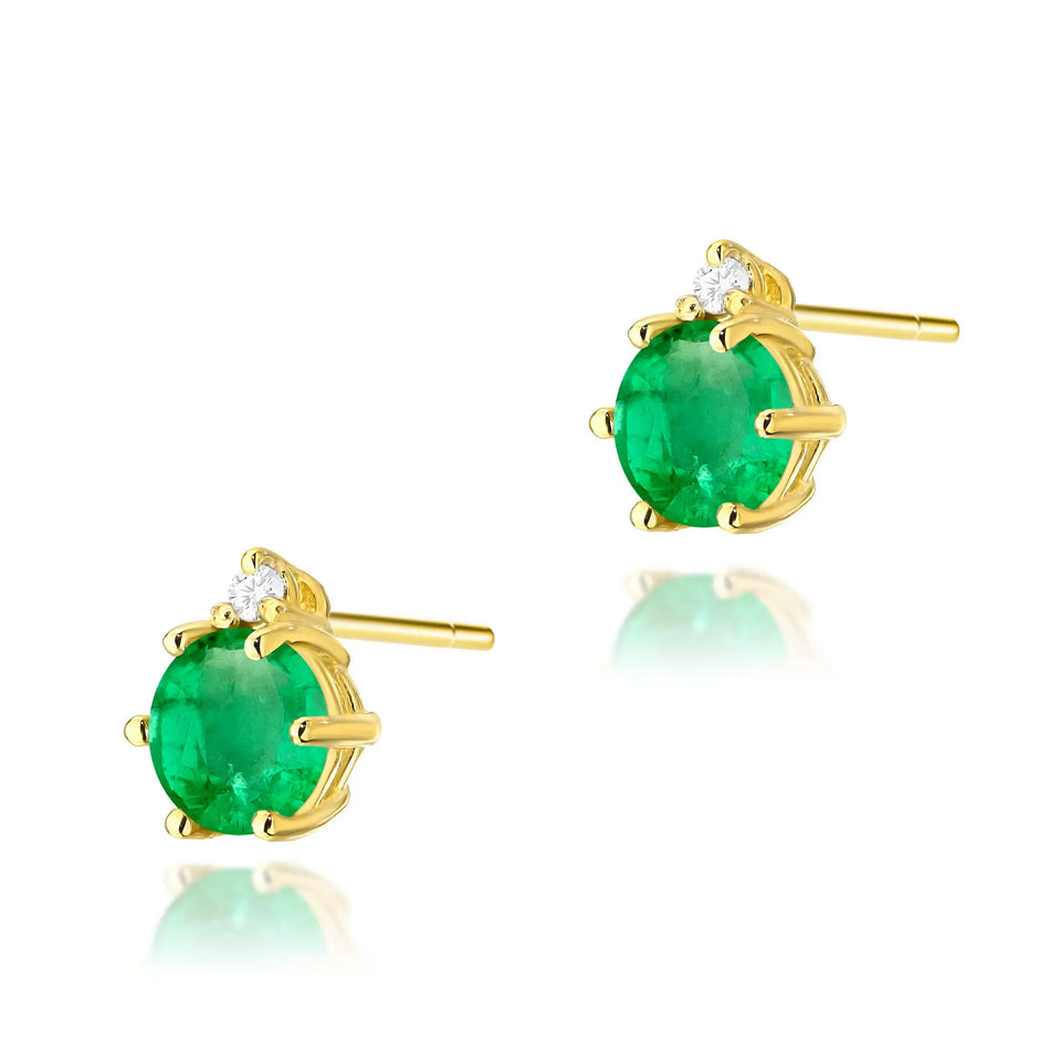 Gold Earrings with 0.50ct Emeralds and 0.029ct Diamonds