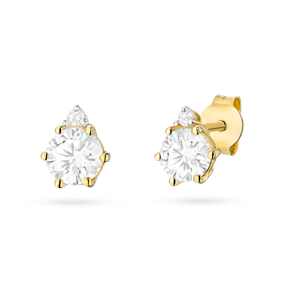 Gold Earrings with 0.50ct and 0.029ct Lab-diamonds