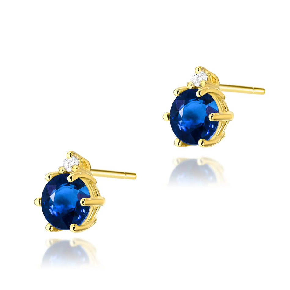 Gold Earrings with 0.50ct Sapphires and 0.029ct Diamonds