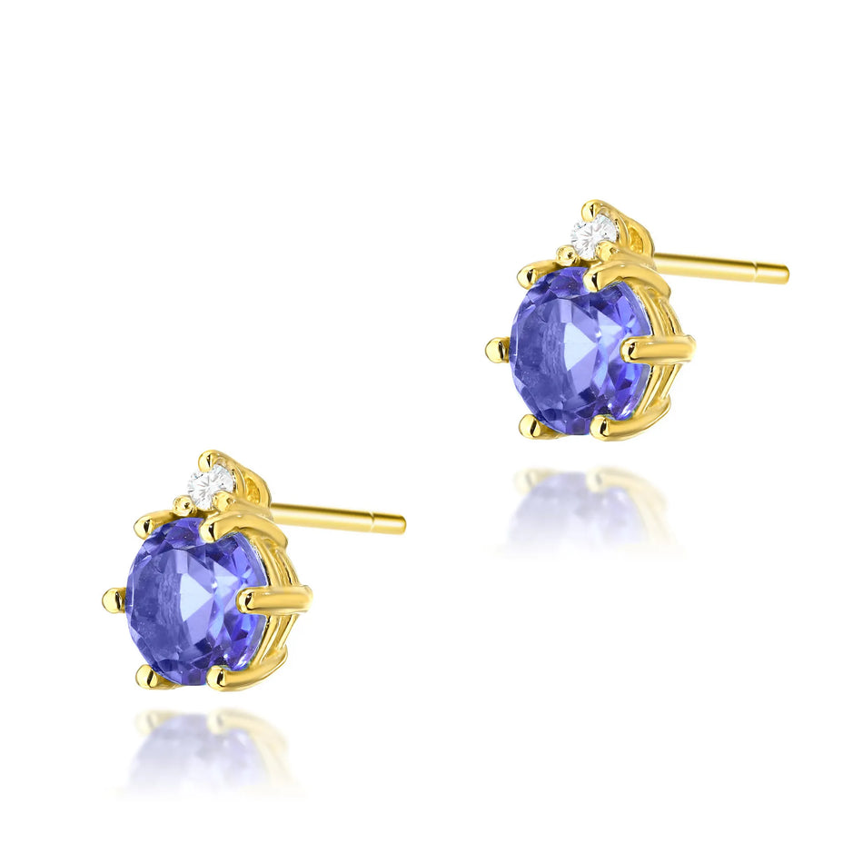 Gold Earrings with 0.50ct Tansanites and 0.029ct Diamonds