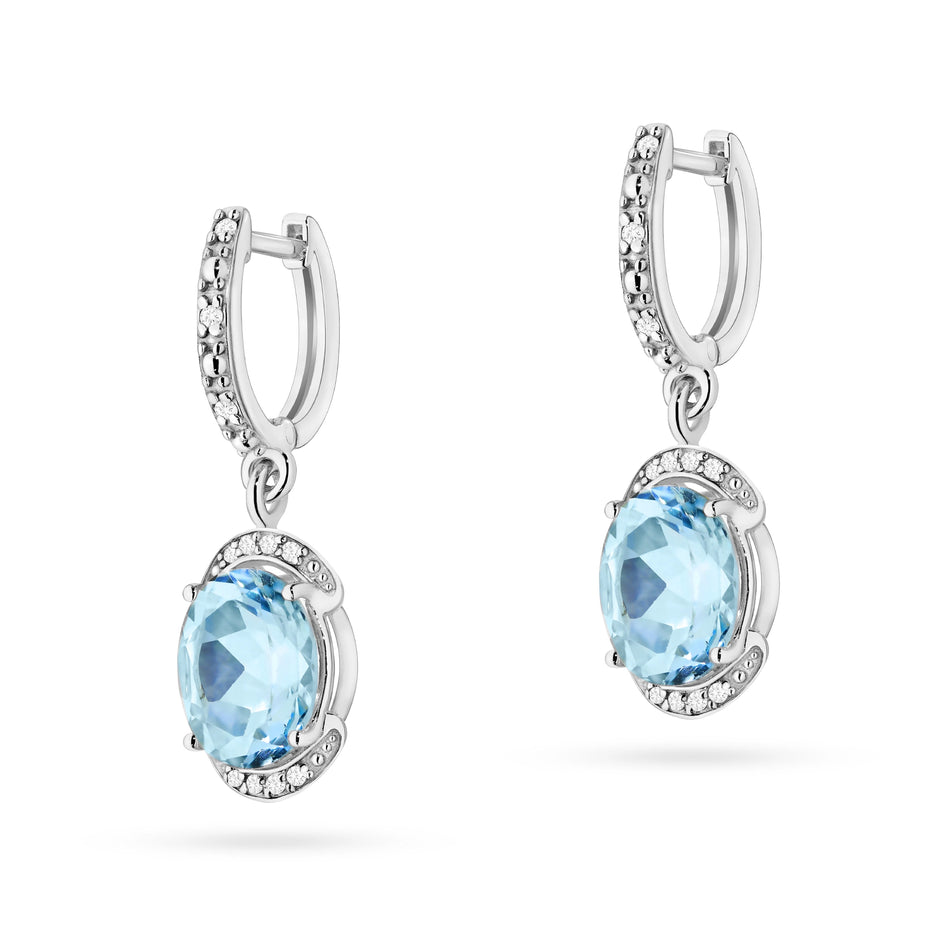 Gold Earrings with 3.00ct Topazes and 0.132ct Diamonds