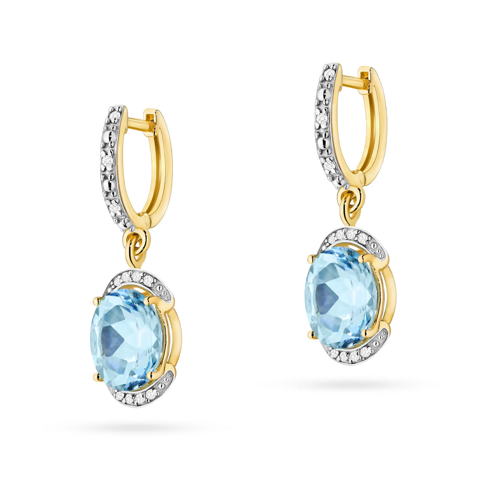 Gold Earrings with 3.00ct Topazes and 0.132ct Diamonds