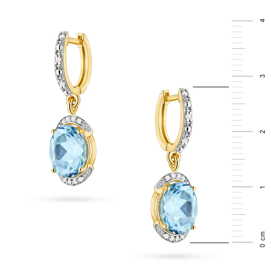 Gold Earrings with 3.00ct Topazes and 0.132ct Diamonds